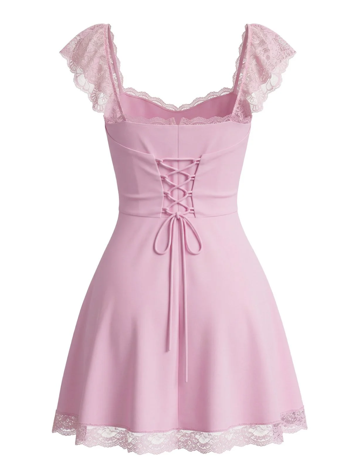 Robe française dentelle dos nu et col carré années 1960 - Image 3