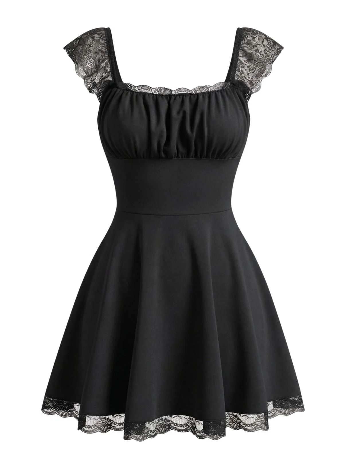 Robe française dentelle dos nu et col carré années 1960 - Image 6
