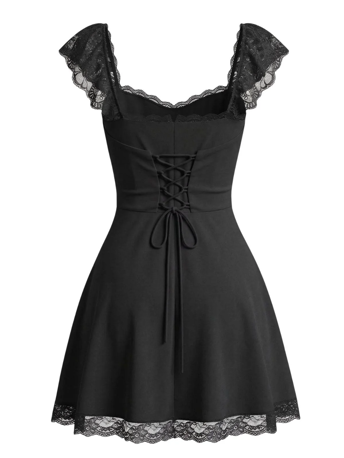 Robe française dentelle dos nu et col carré années 1960 - Image 7