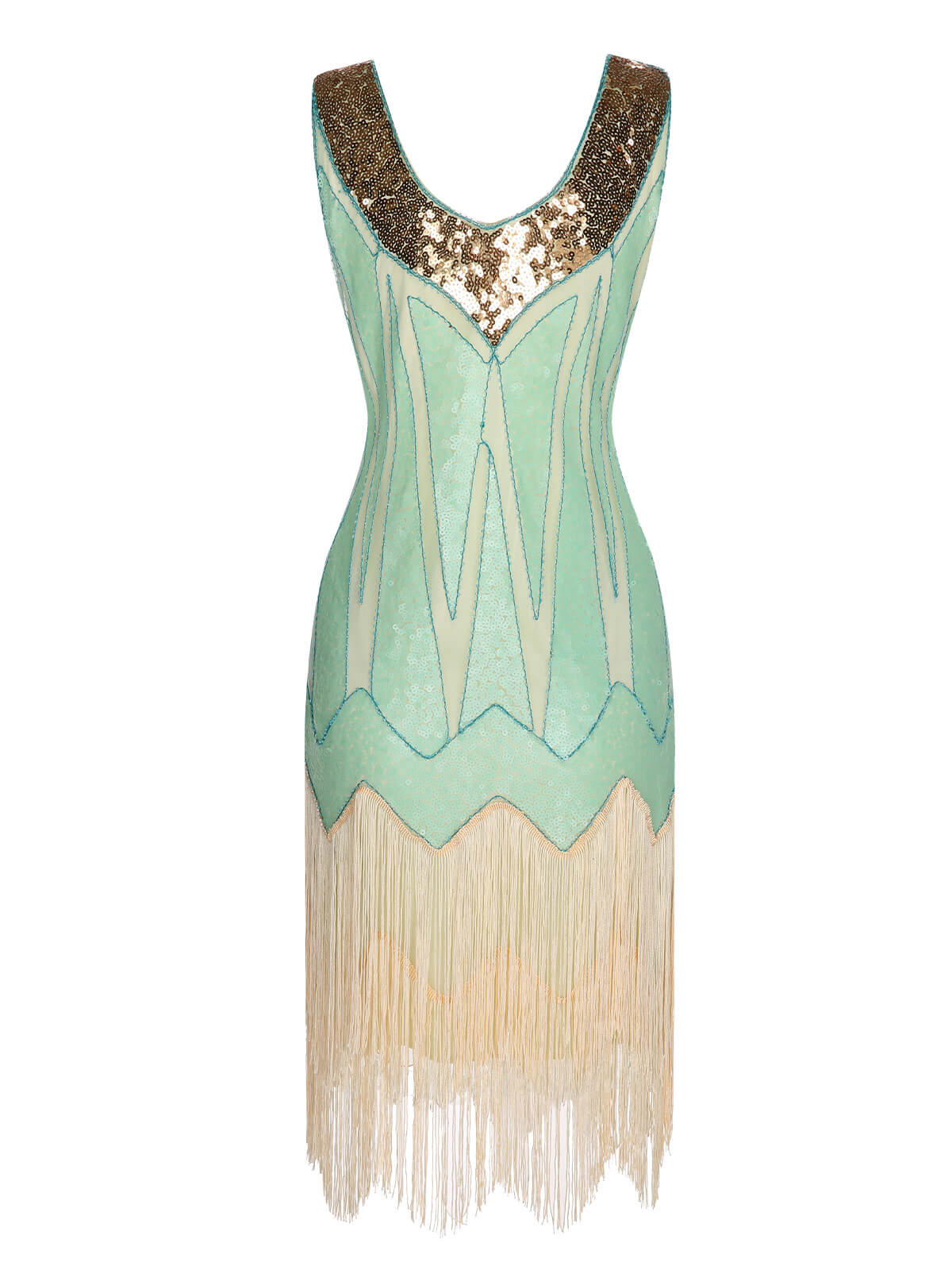 Robe Gatsby à col en V et pompons à paillettes des années 1920 - Image 3
