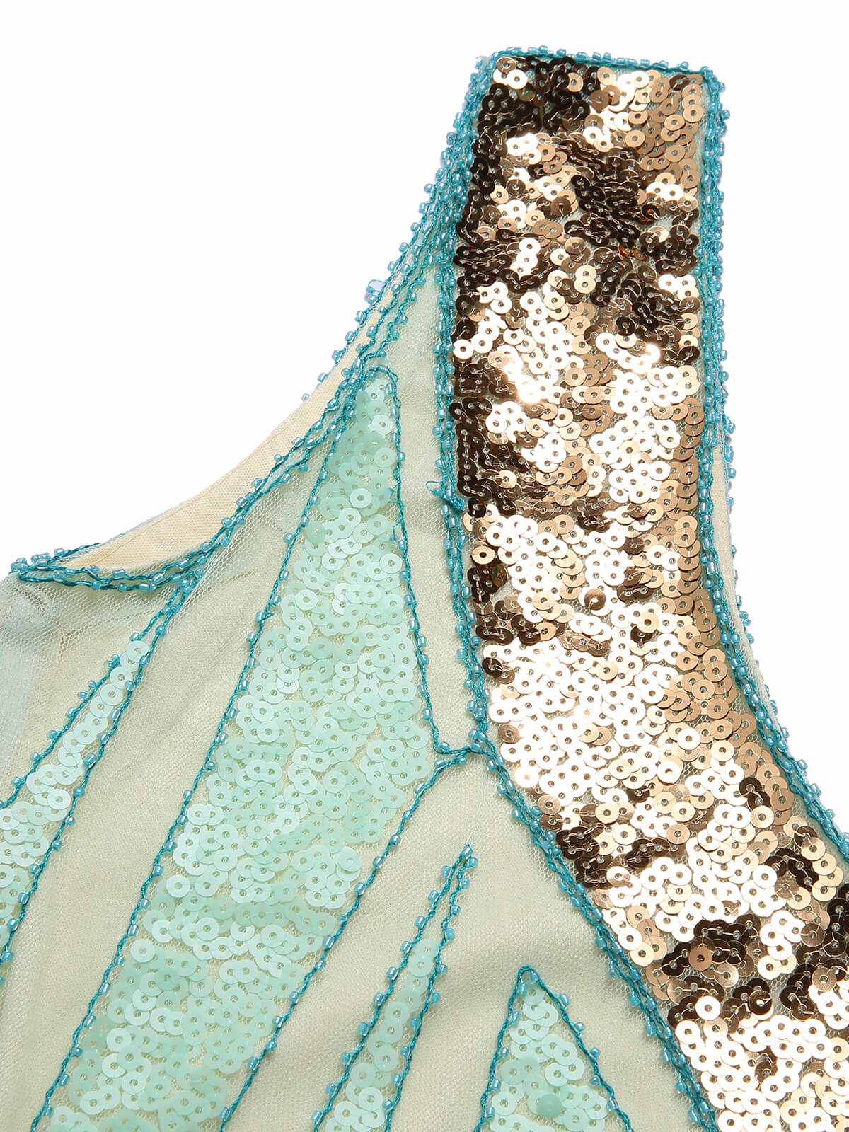 Robe Gatsby à col en V et pompons à paillettes des années 1920 - Image 4
