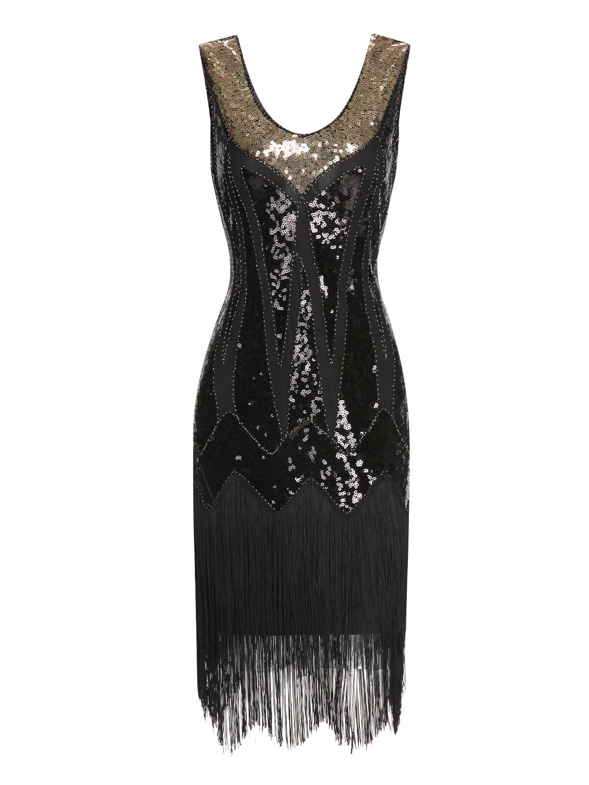 Robe Gatsby à col en V et pompons à paillettes des années 1920 - Image 5