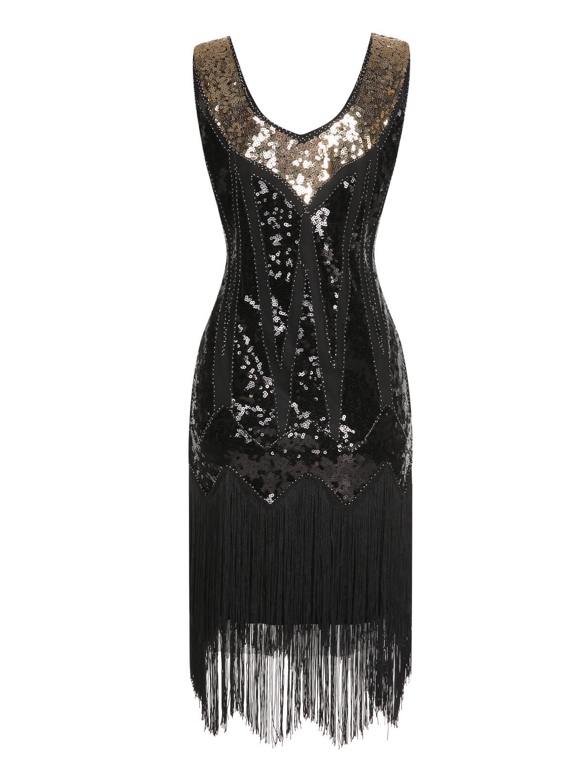 Robe Gatsby à col en V et pompons à paillettes des années 1920 - Image 7