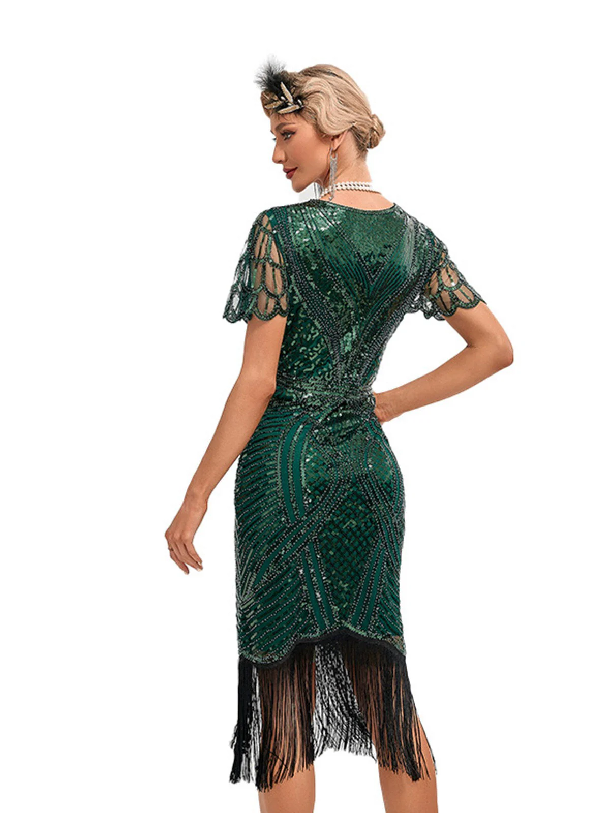 Robe Gatsby à manches courtes et à paillettes des années 1920 - Image 2