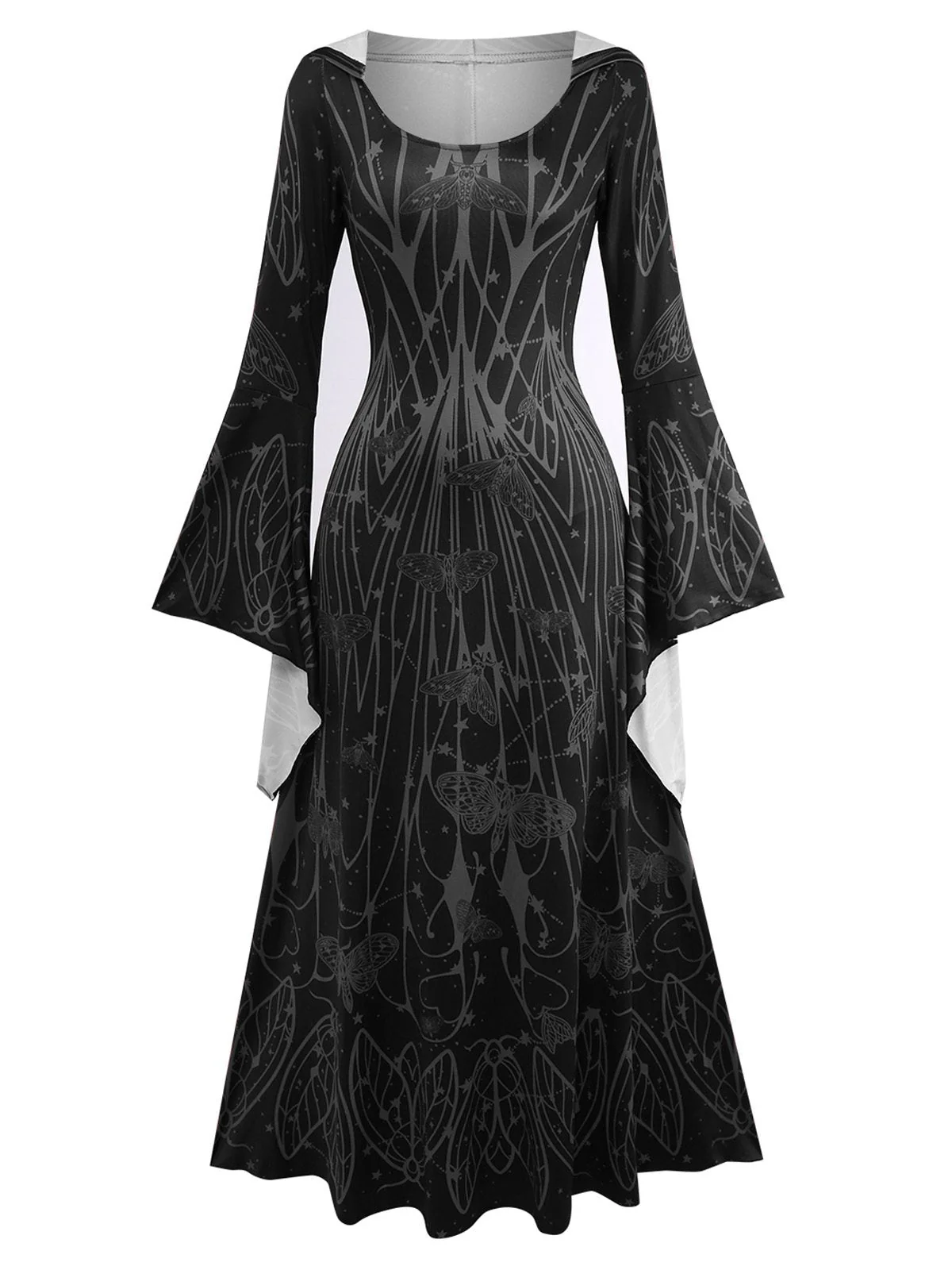 Robe gothique à capuche à manches chauve-souris années 1980 - Image 5