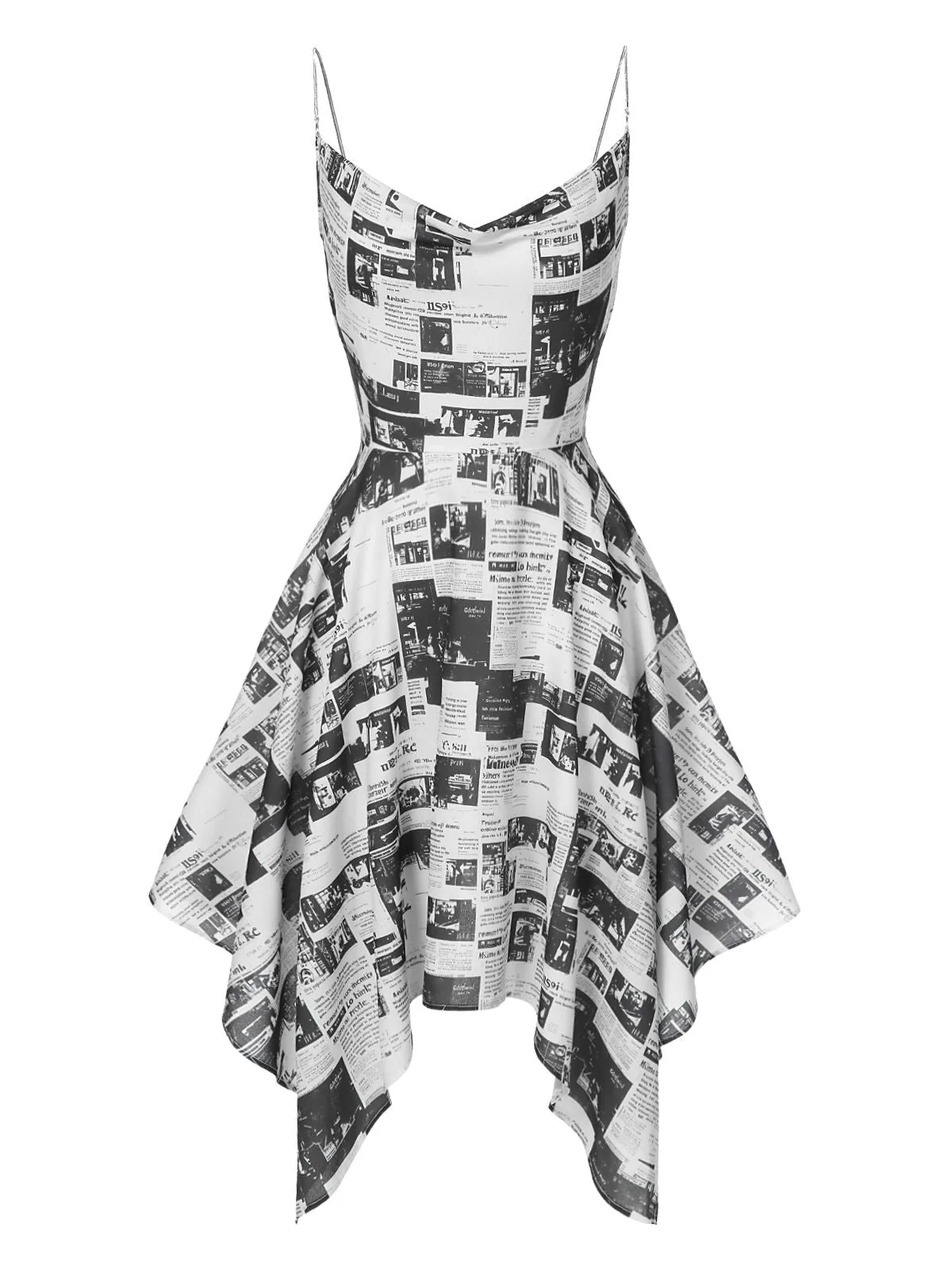 Robe grise à bretelles spaghetti et col bénitier des années 1970 - Image 2