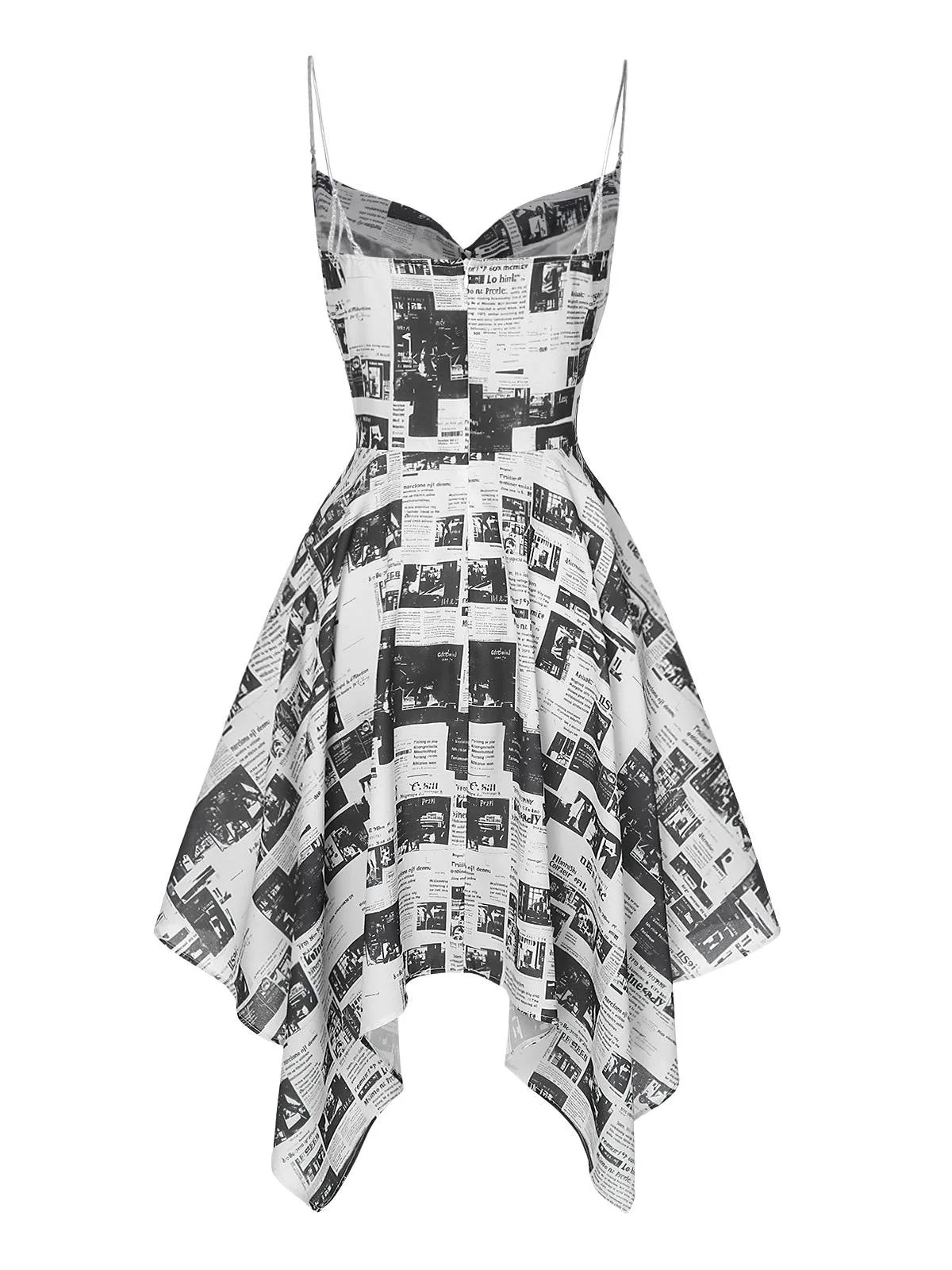 Robe grise à bretelles spaghetti et col bénitier des années 1970 - Image 4