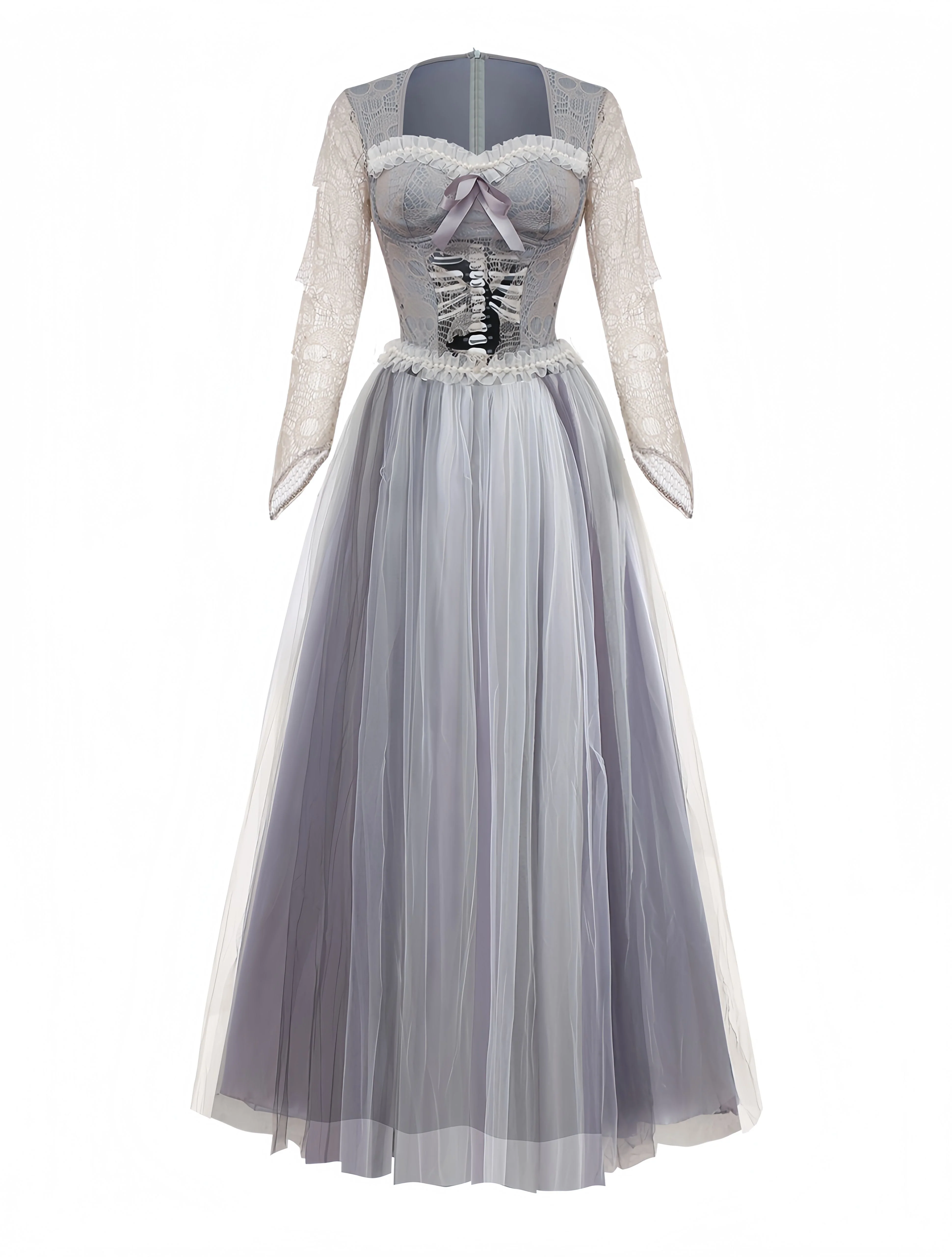 Robe grise en maille style mariée fantôme d'Halloween des années 1930