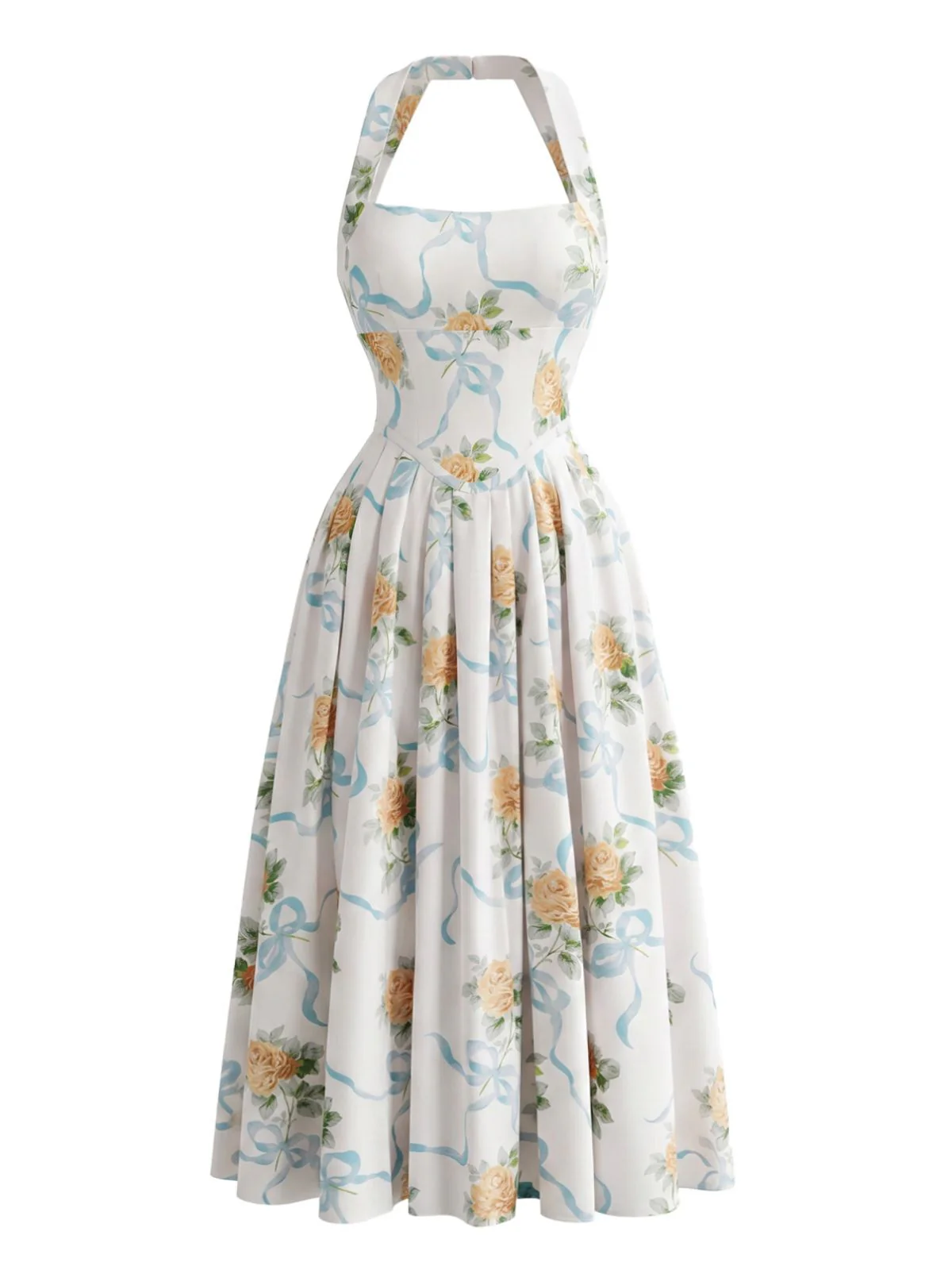 Robe imprimé floral dos nu et fente années 1930 - Image 2