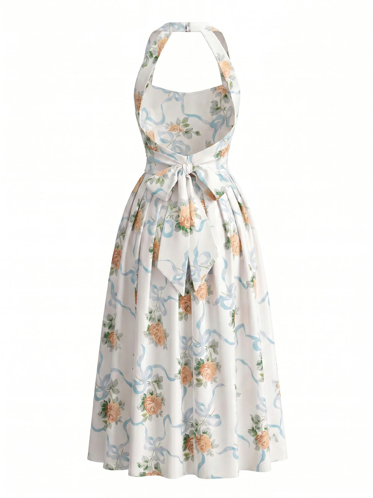 Robe imprimé floral dos nu et fente années 1930 - Image 3