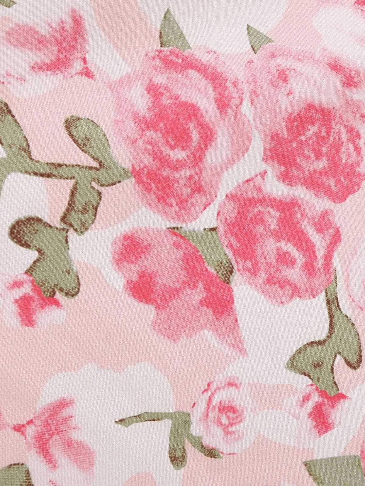 Robe imprimé roses évasée et ceinture 1950s - Image 8