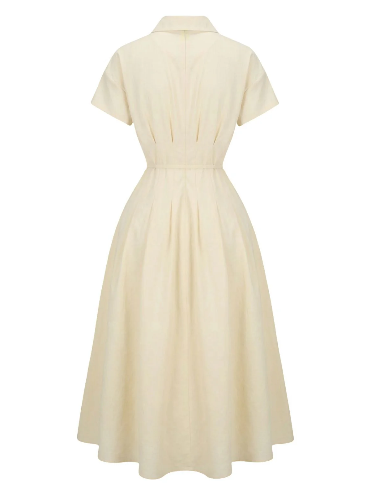 Robe jaune à col boutonné et ceinture à nouer années 1940 - Image 3