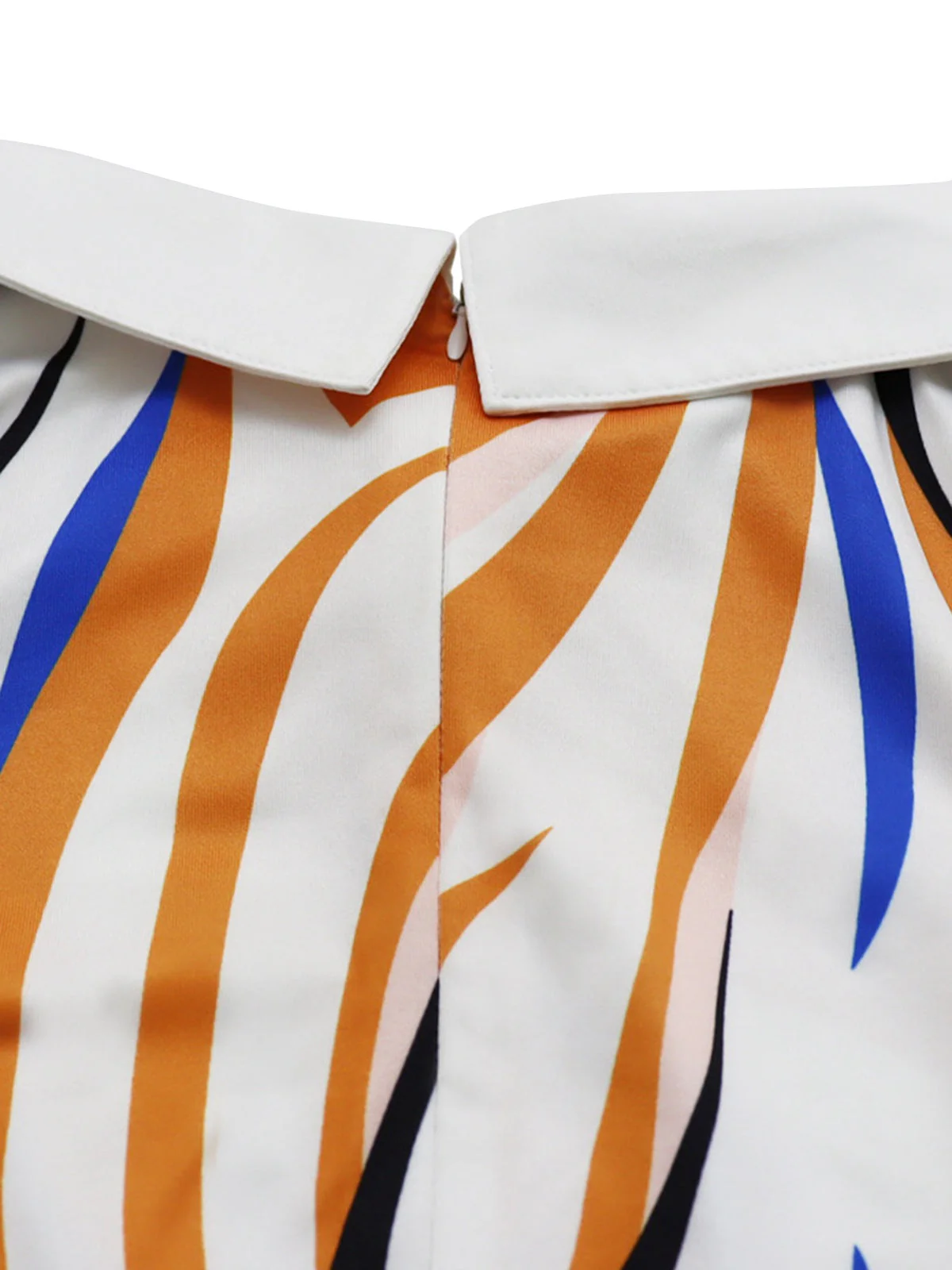 Robe jaune col chemise ourlet à volants en patchwork années 1970 - Image 3