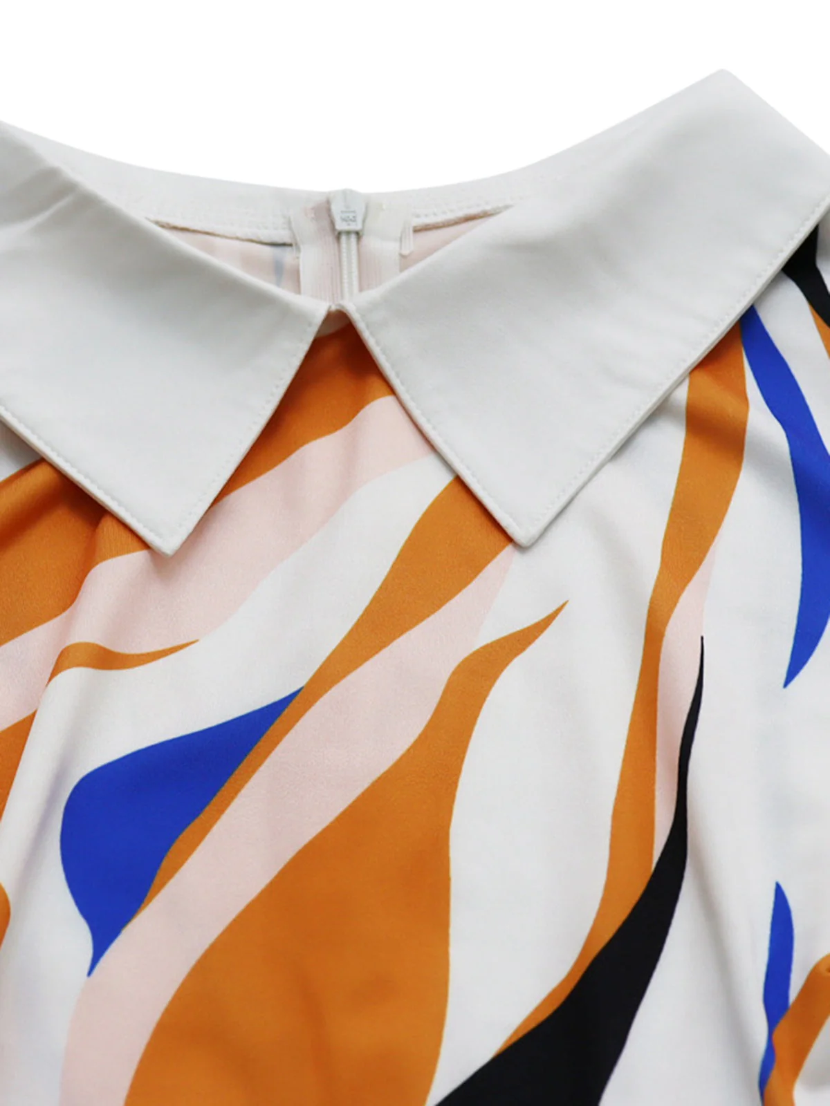 Robe jaune col chemise ourlet à volants en patchwork années 1970 - Image 4