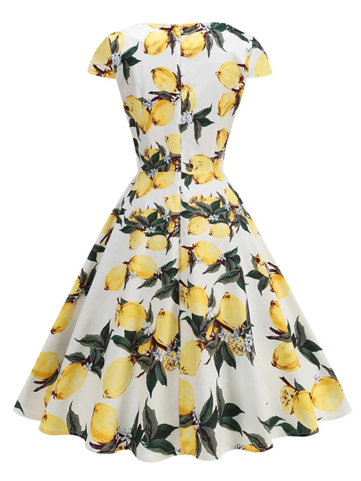 [Prévente] Robe Jaune motif citron surplombante col V des années 1950 - Image 2