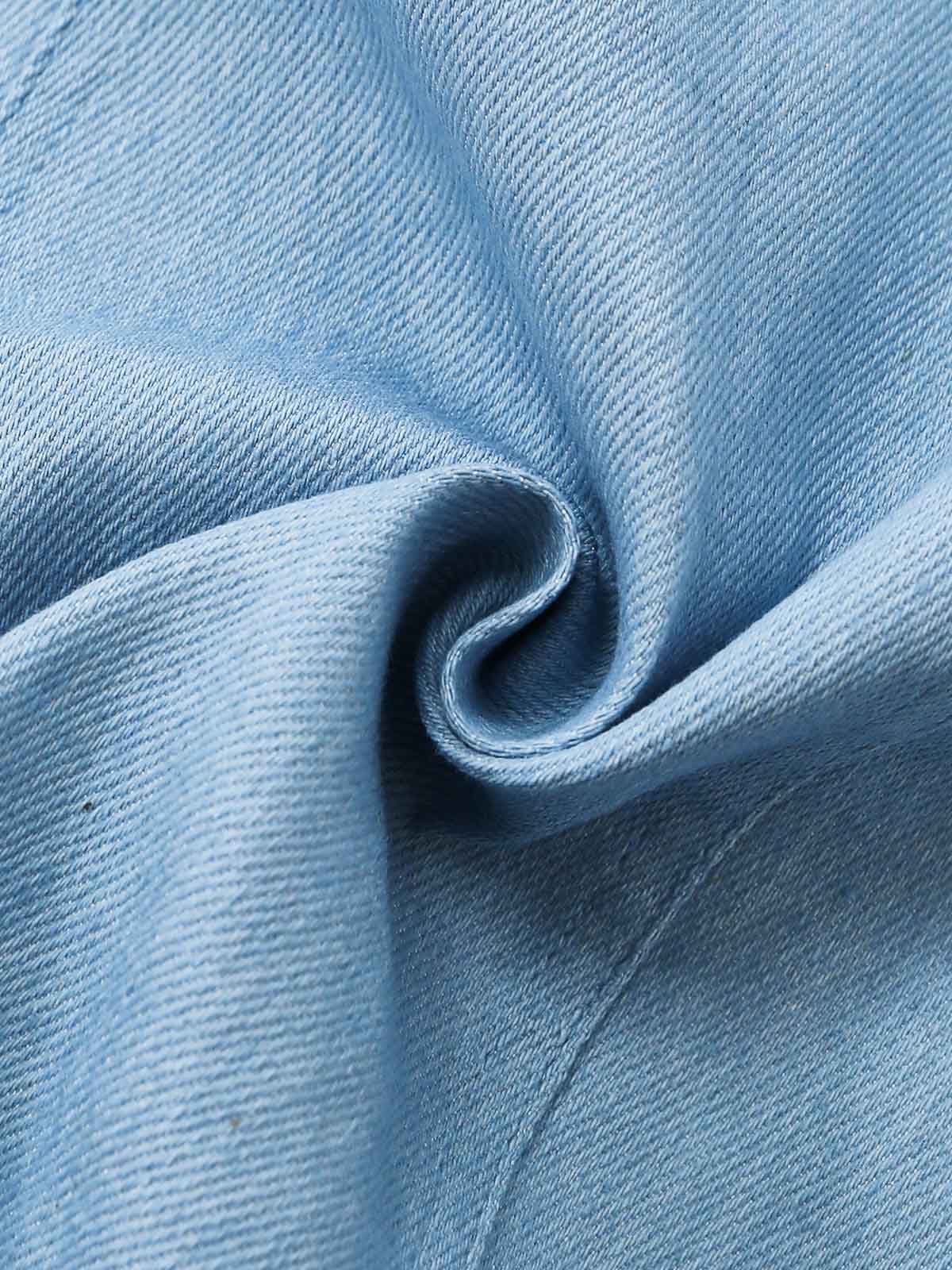 Robe Jean Bleu Courte Bretelles Lacets Dentelle Années 1980 - Image 7