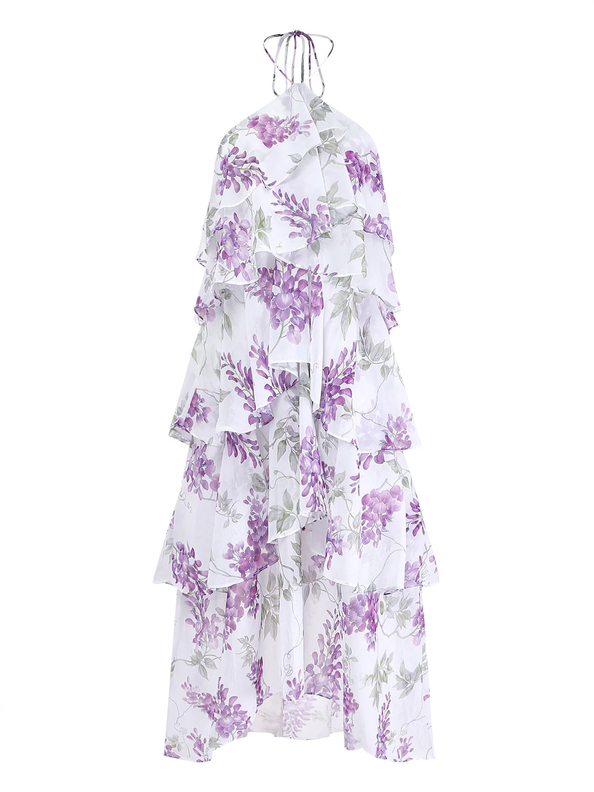 Robe lavande volants et étages motif floral dos nu années 1930 - Image 2
