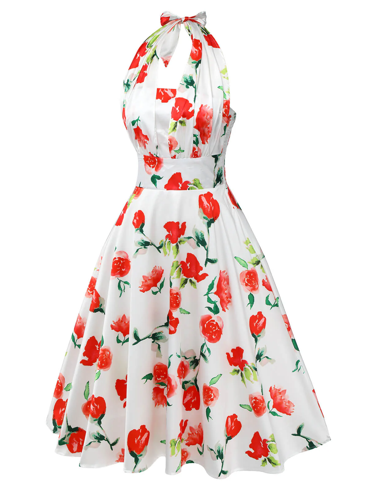 Robe licou rose aquarelle blanche des années 1950 - Image 3