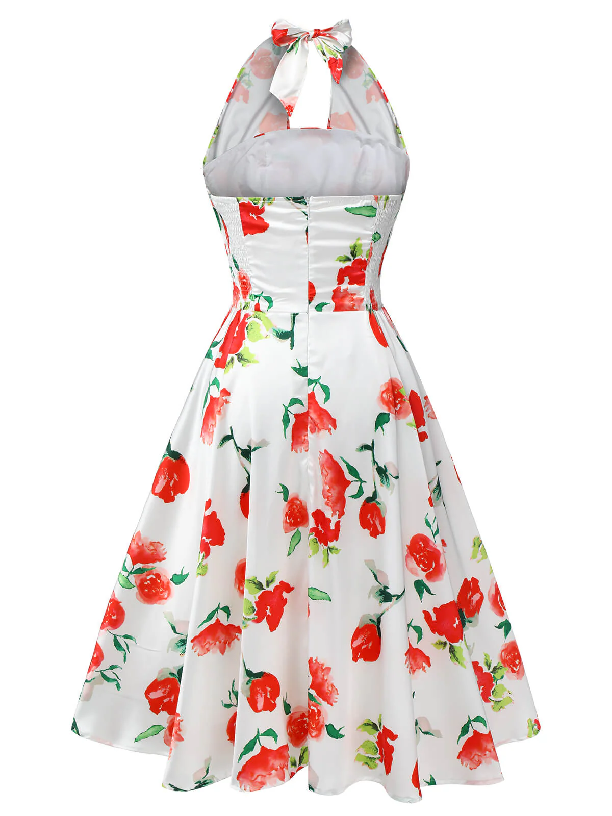 Robe licou rose aquarelle blanche des années 1950 - Image 4