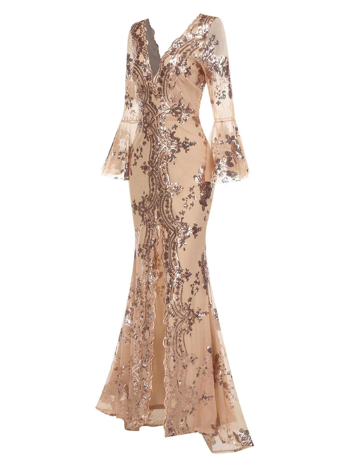 Robe longue à paillettes et col en V profond des années 1930 - Image 12