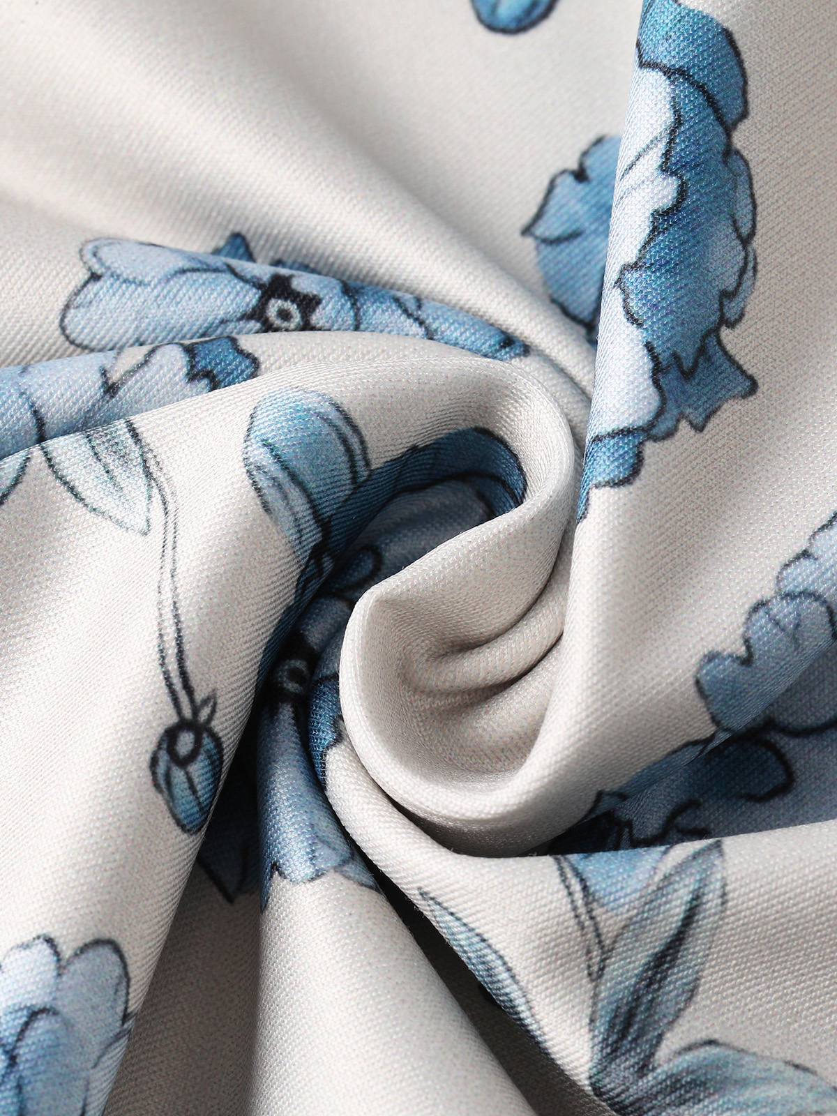Robe longue bleue à fines bretelles et imprimé floral années 1930 - Image 11