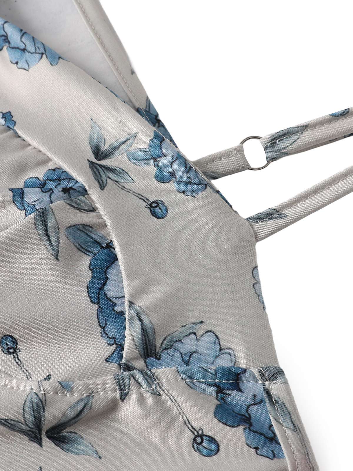 Robe longue bleue à fines bretelles et imprimé floral années 1930 - Image 5