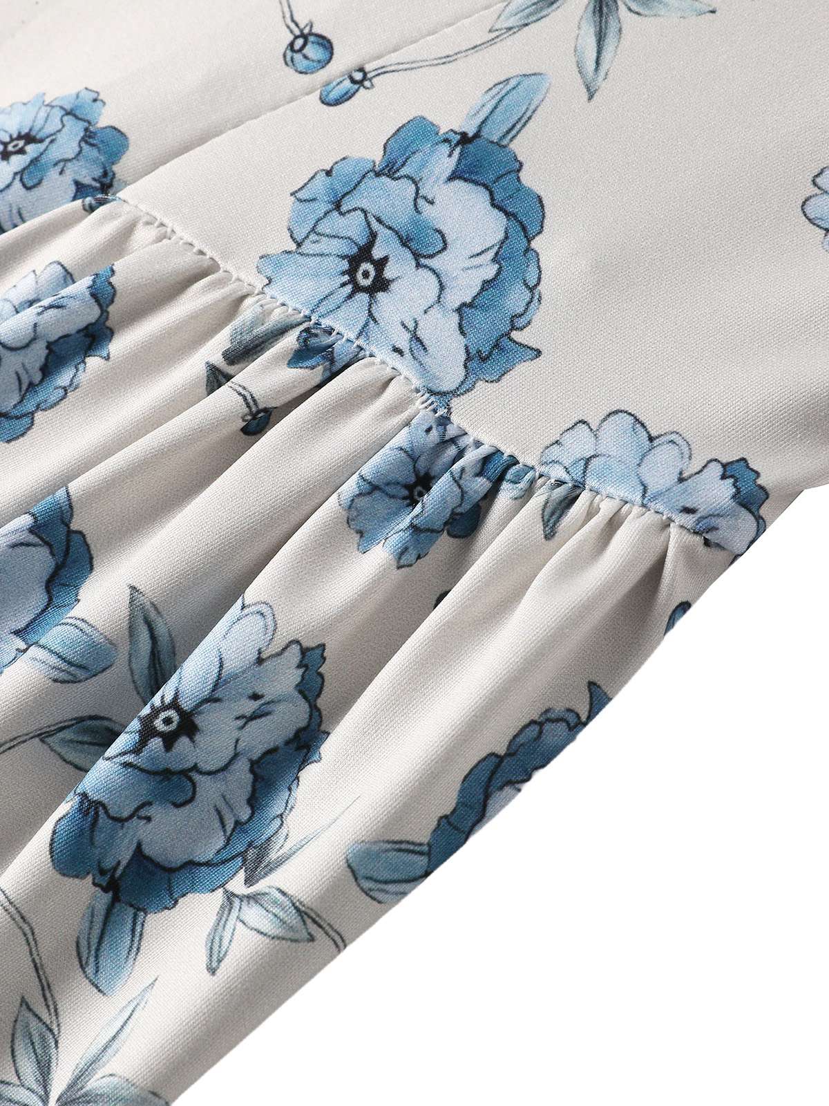Robe longue bleue à fines bretelles et imprimé floral années 1930 - Image 7