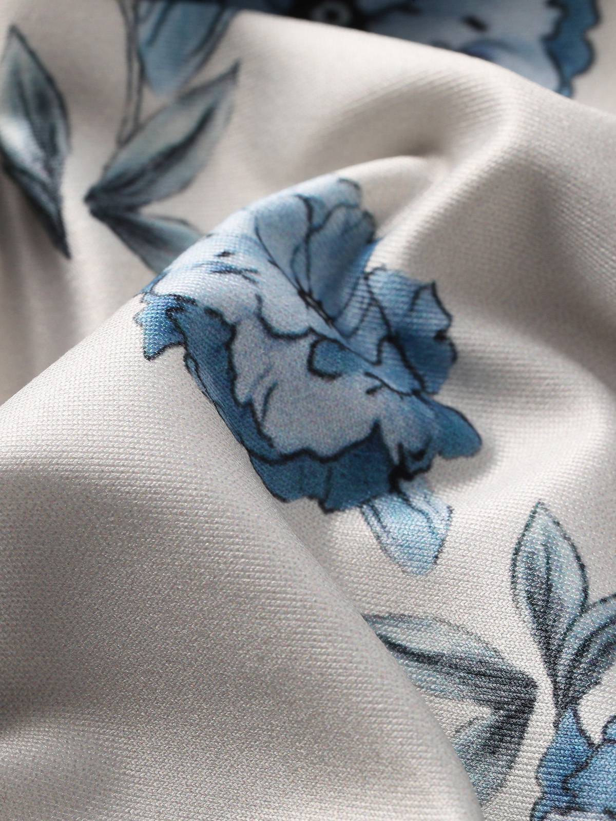 Robe longue bleue à fines bretelles et imprimé floral années 1930 - Image 8