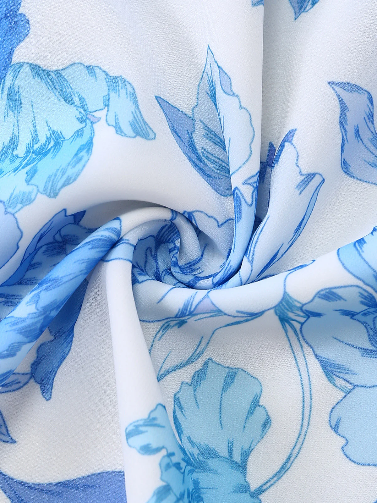 Robe Longue Bleue Florale Bretelles Volants Années 1950 - Image 7