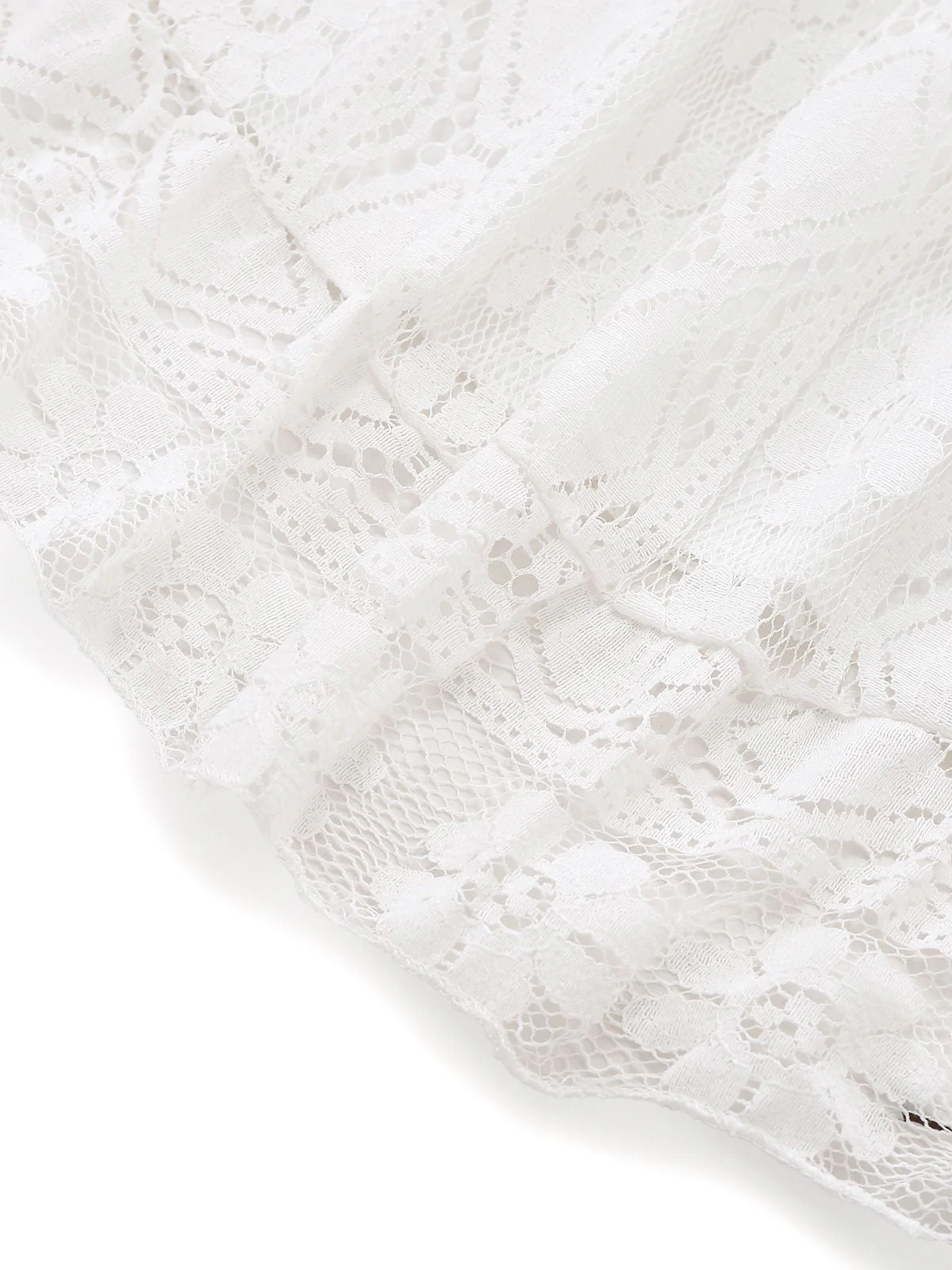 Robe longue bohème blanche en dentelle à col en V années 1970 - Image 6