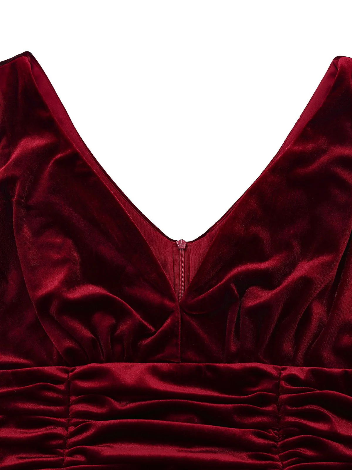 Robe longue bordeaux en velours à sequins col en V style années 1950 - Image 4