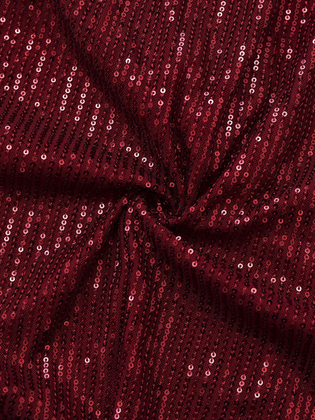 Robe longue bordeaux en velours à sequins col en V style années 1950 - Image 6