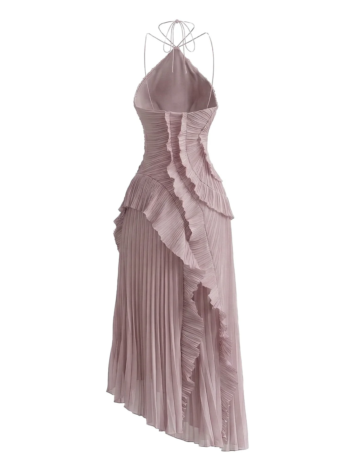 Robe Longue Col Bando Volants Plissés Fente Années 30 - Image 6