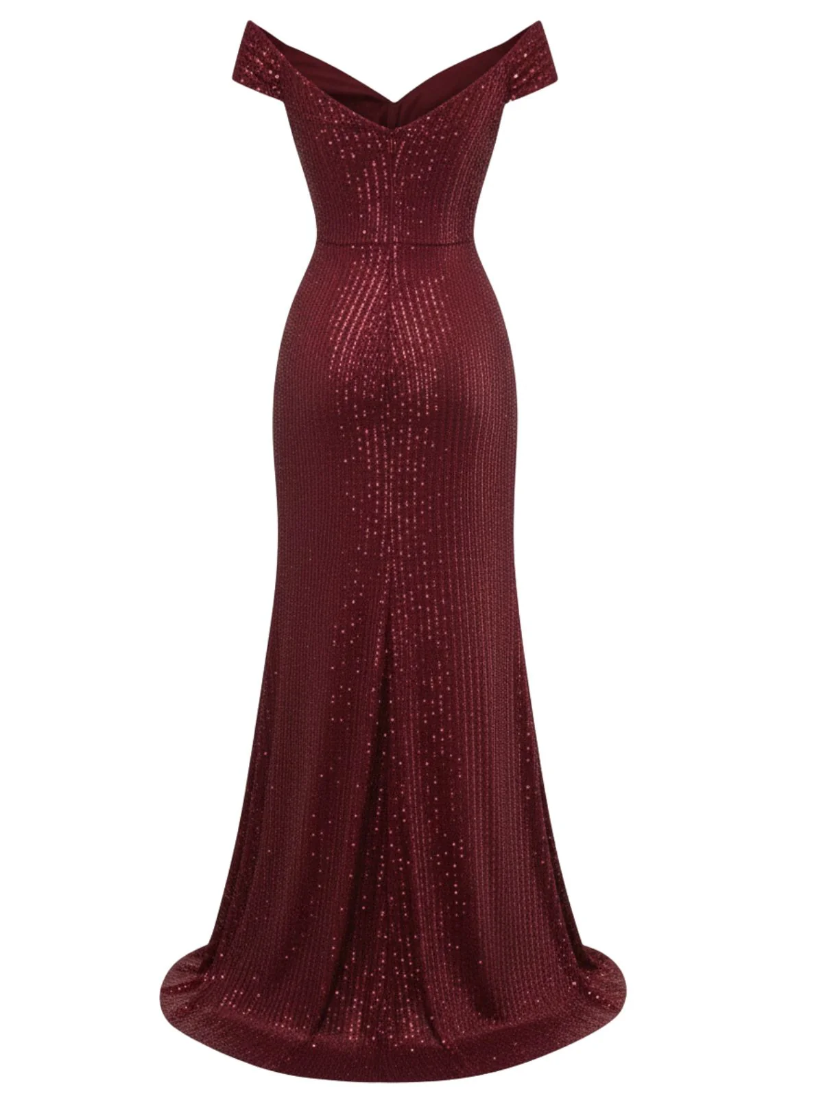 Robe longue fendue paillettes et épaules dénudées rouge années 1930 - Image 2