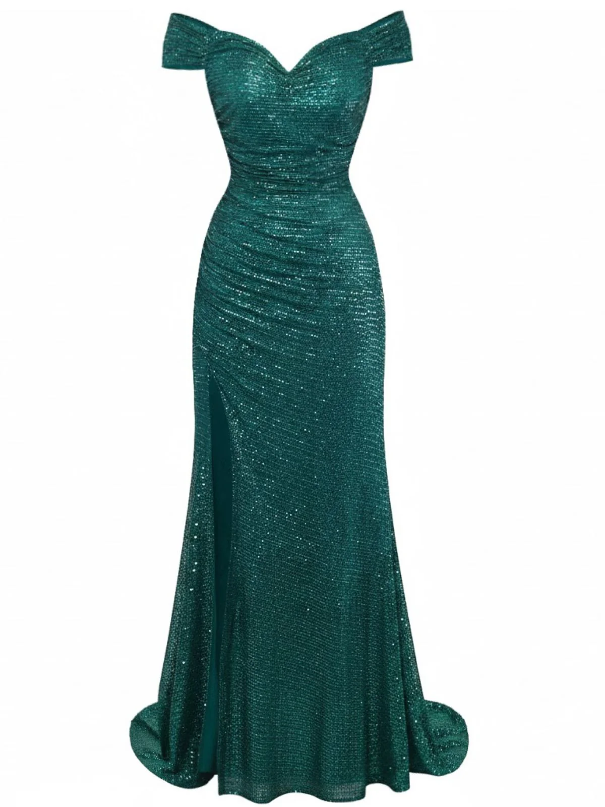 Robe longue fendue paillettes et épaules dénudées rouge années 1930 - Image 5