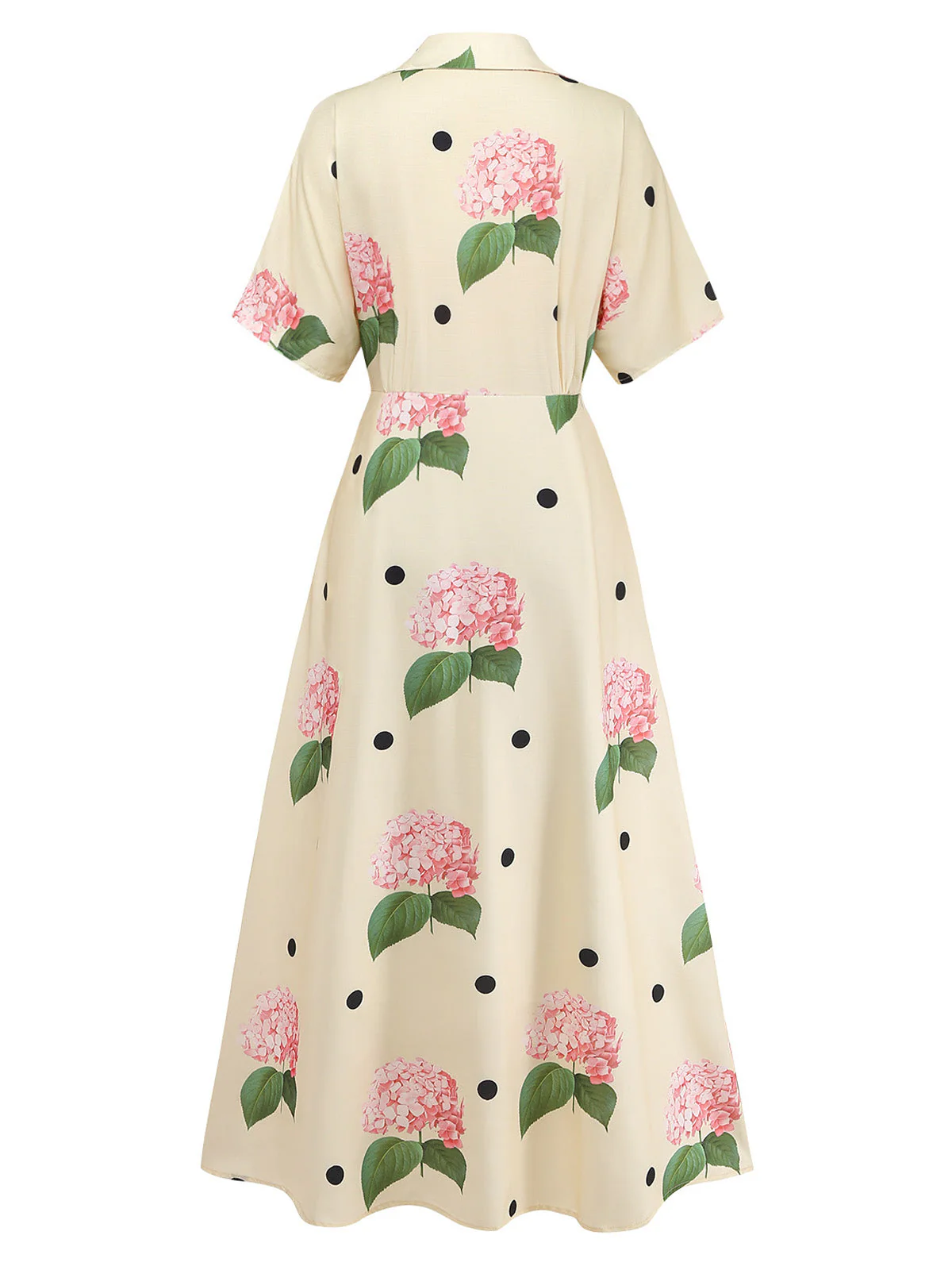Robe Longue Jaune Col V Florale Années 1940 - Image 3