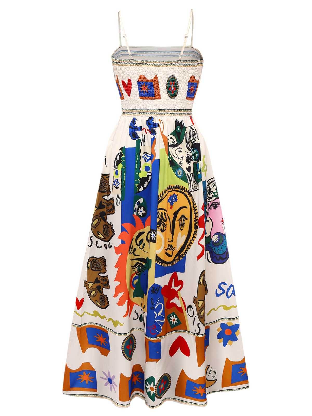 Robe longue multicolore à bretelles imprimé graffiti des années 1970 - Image 2
