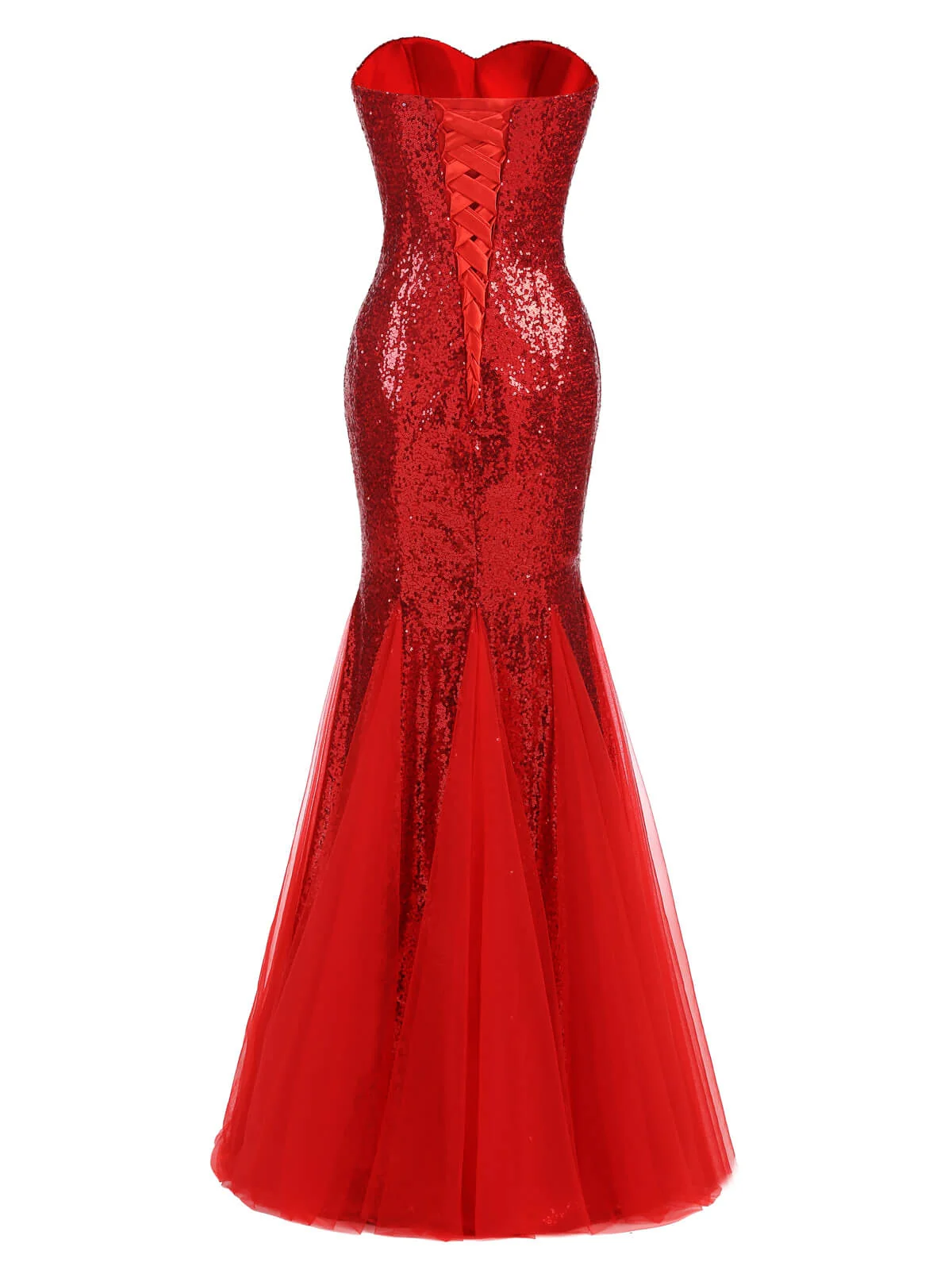 Robe de Soirée Rouge Longue Paillette Vintage Patchwork Cocktail Mariage - Image 3