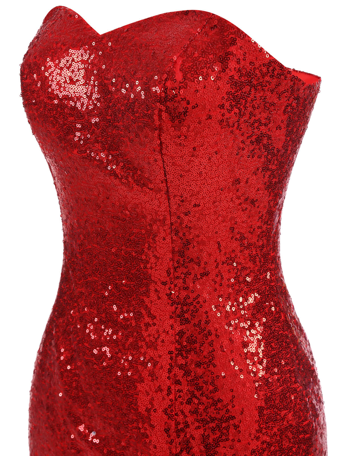 Robe de Soirée Rouge Longue Paillette Vintage Patchwork Cocktail Mariage - Image 4