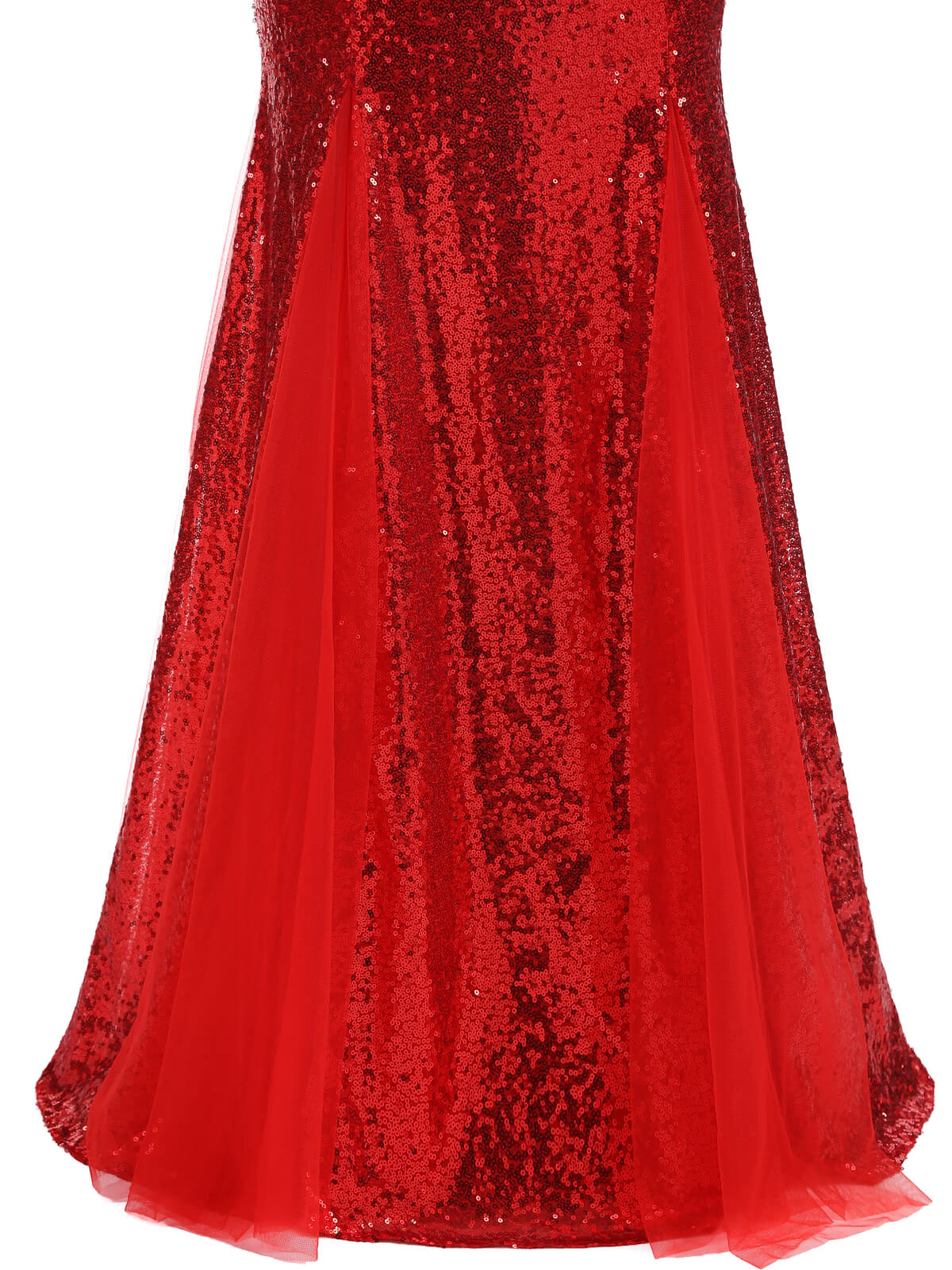 Robe de Soirée Rouge Longue Paillette Vintage Patchwork Cocktail Mariage - Image 5