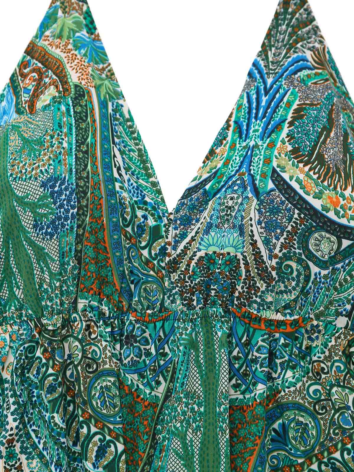 Robe Longue Paisley Dos Nu Verte Bohème Années 1970 - Image 4