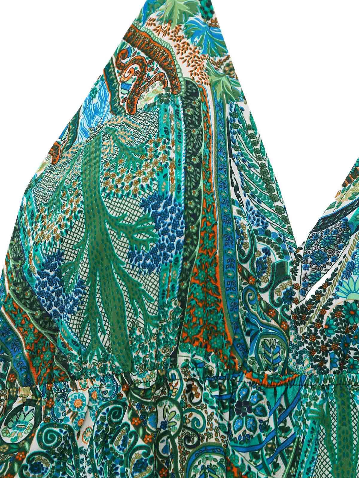Robe Longue Paisley Dos Nu Verte Bohème Années 1970 - Image 5