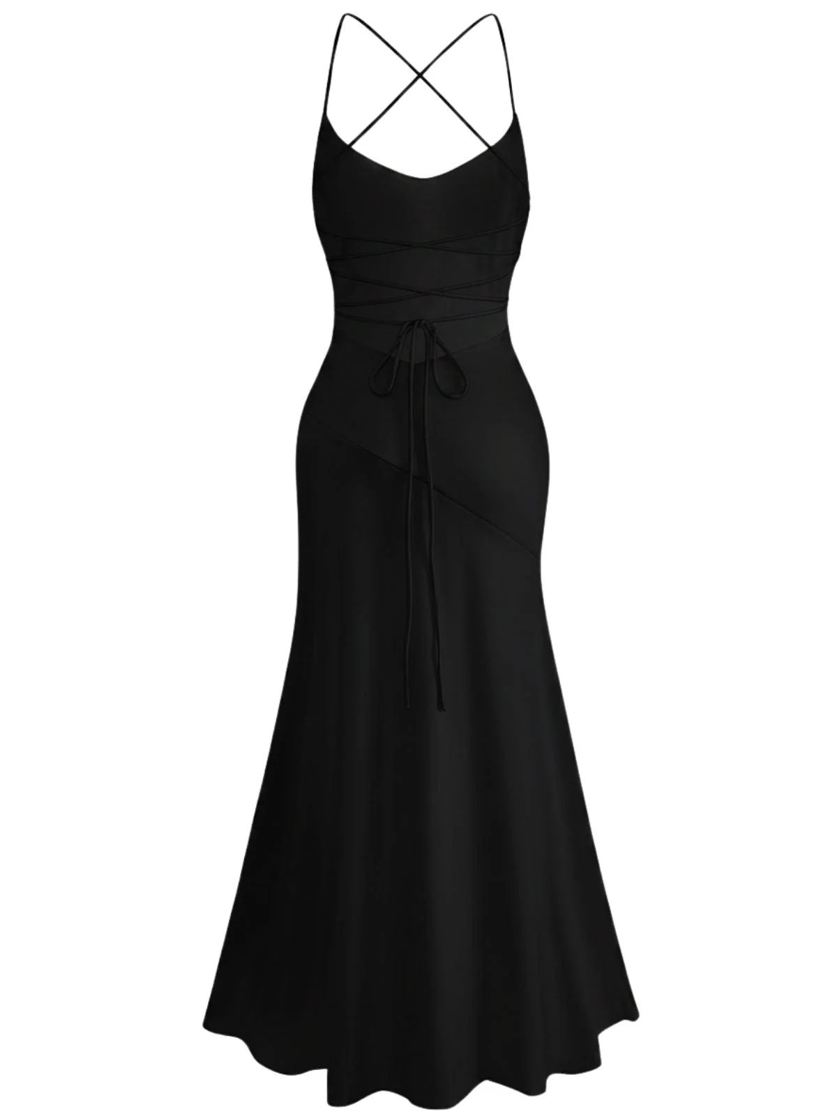 Robe Longue Satin Bretelles Fines à Volants Dos Nu Années 1930 - Image 8