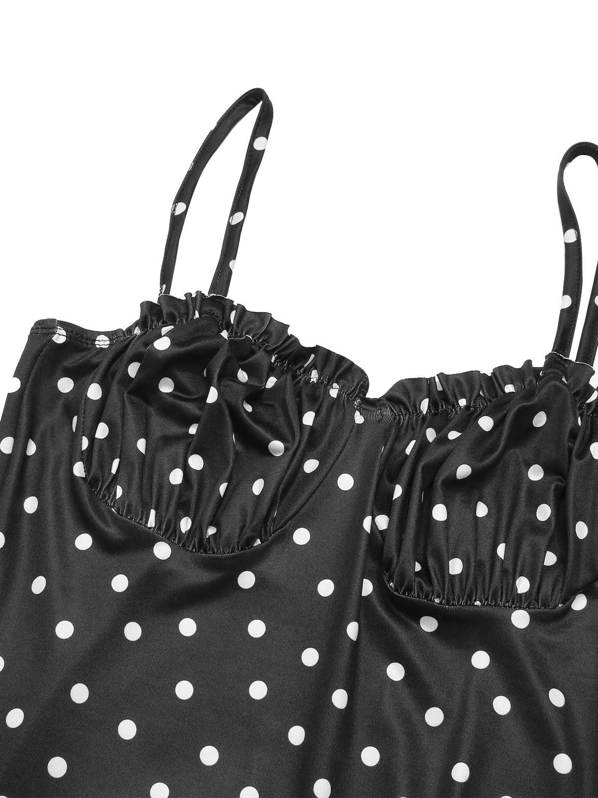 Robe longue sirène dos nu à pois noirs des années 1930 - Image 3