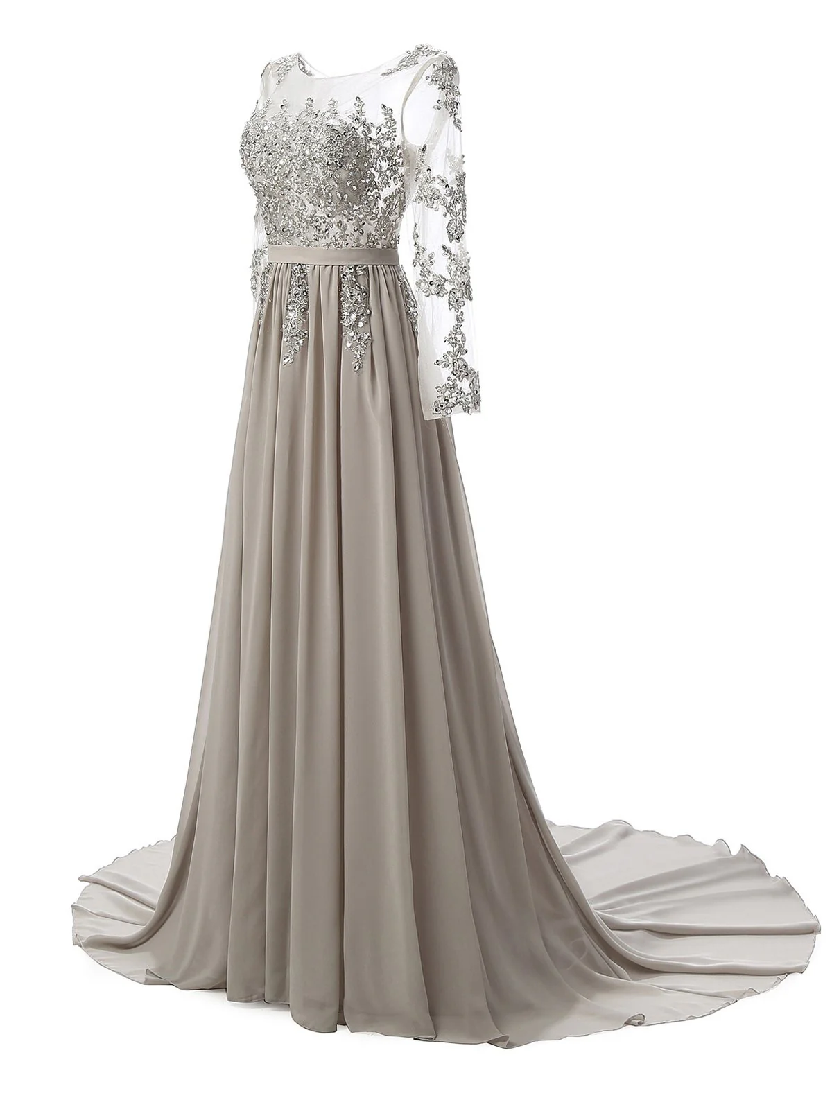 robe longue strass mousseline patchwork tulle - Image 3