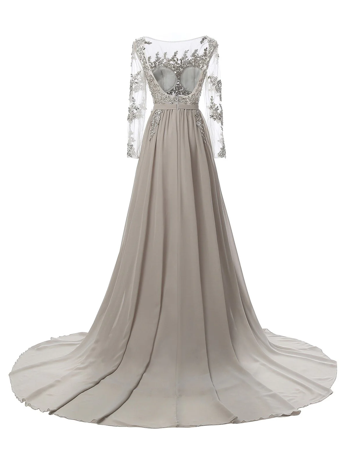 robe longue strass mousseline patchwork tulle - Image 4