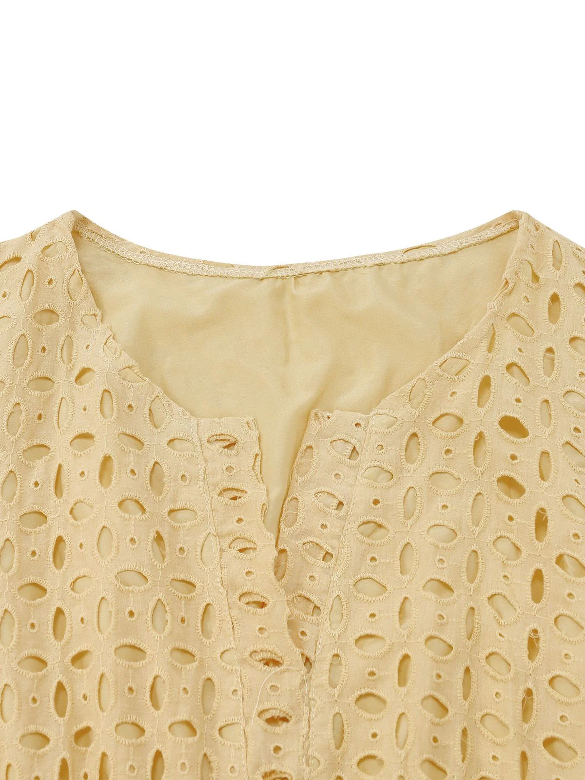 Robe longue volants col V dentelle ajourée années 1940 - Image 4