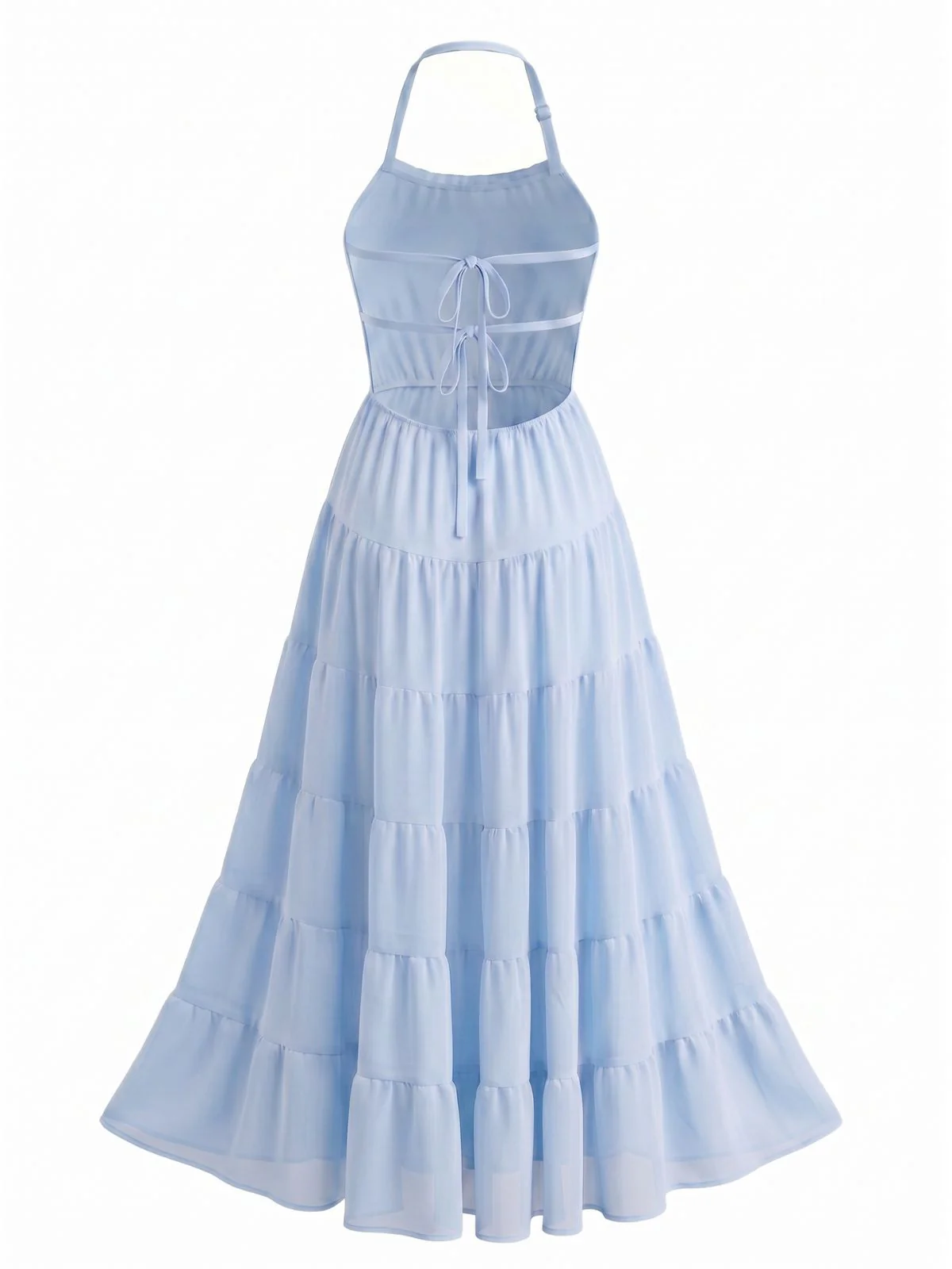 Robe longue volants dos nu noire années 1970 - Image 7