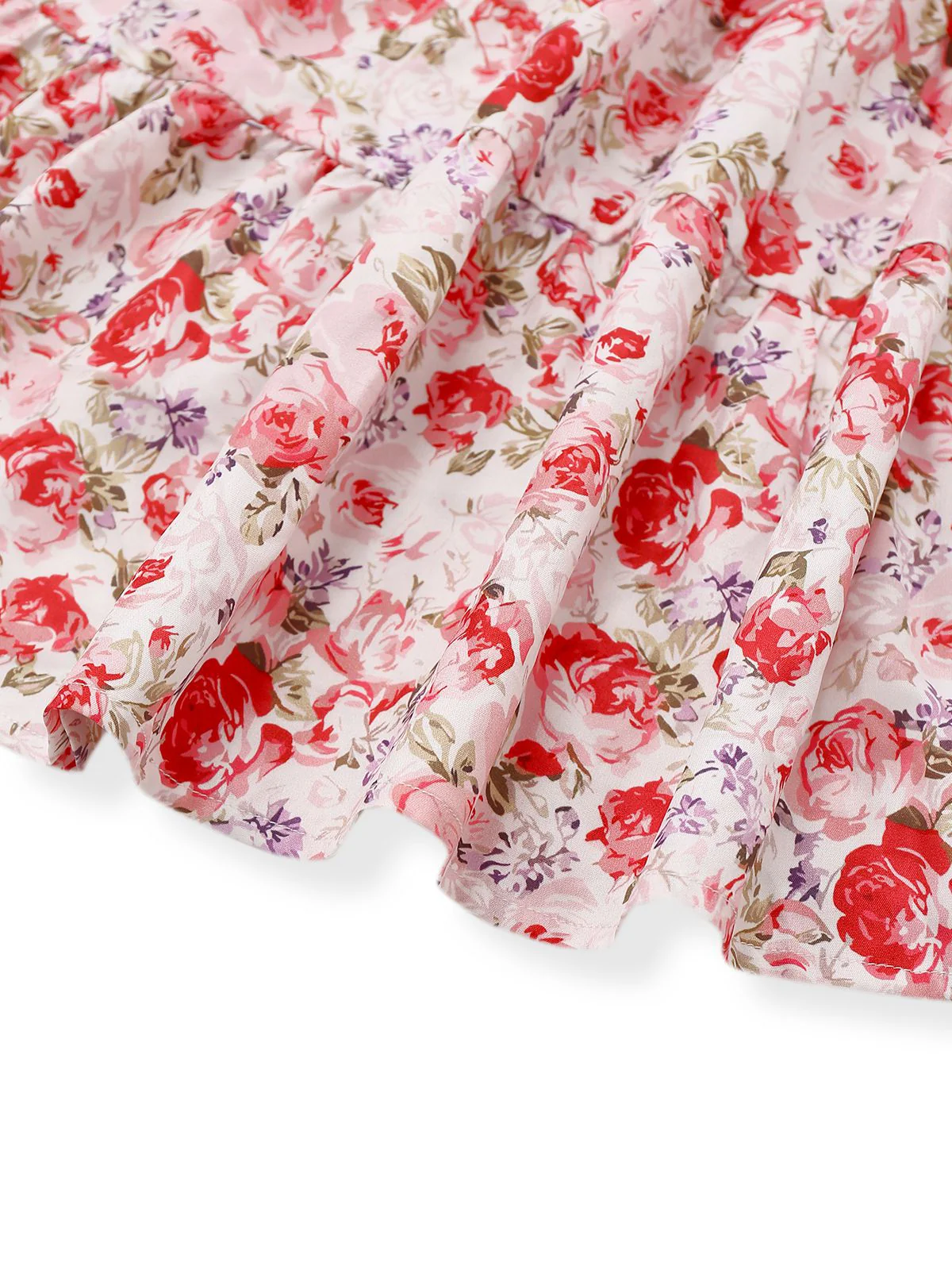 Robe manches bouffantes imprimé fleurs roses taille smockée des années 1950 - Image 5