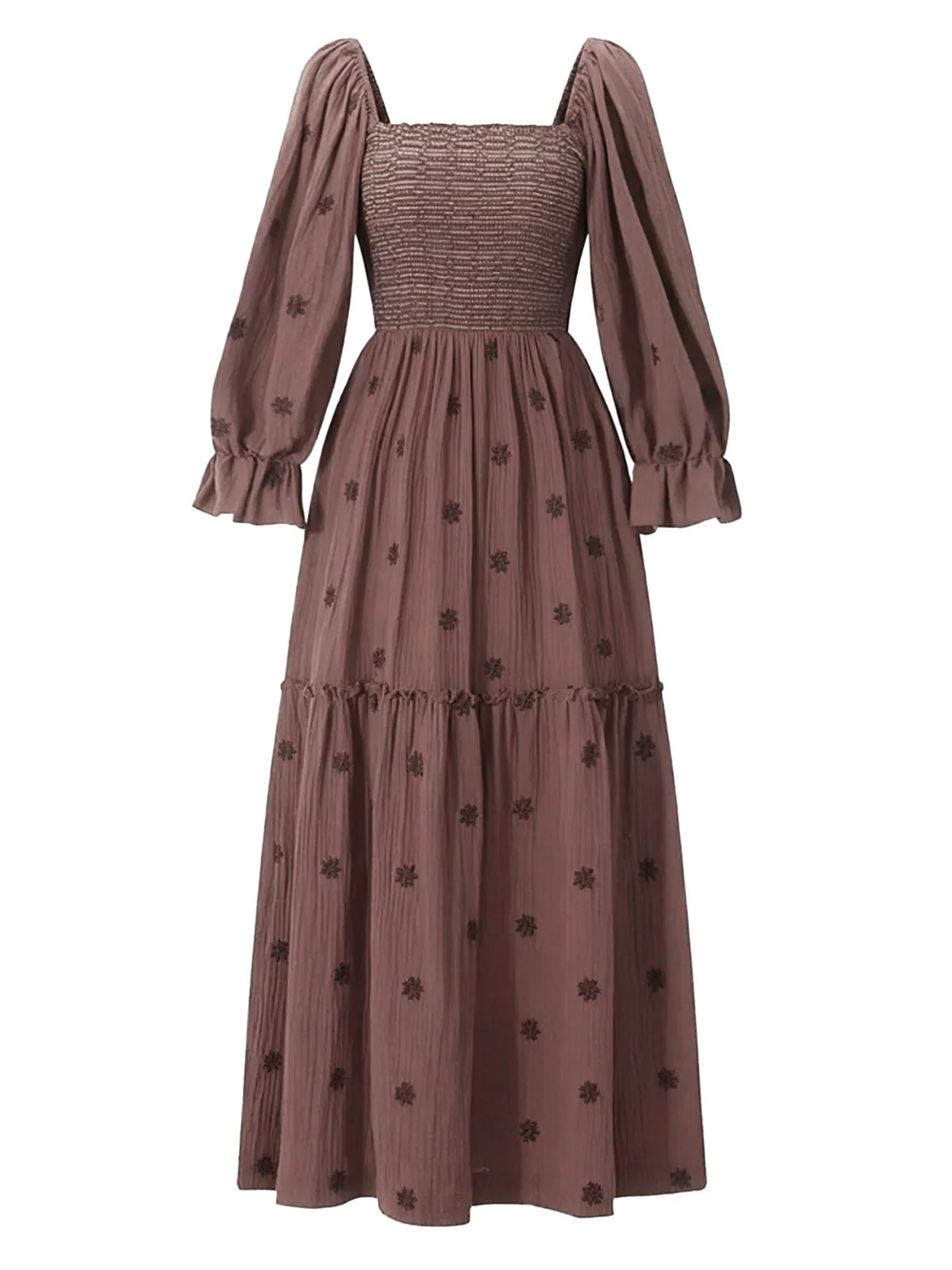 Robe manches lanterne brodées de fleurs des années 1940 - Image 4